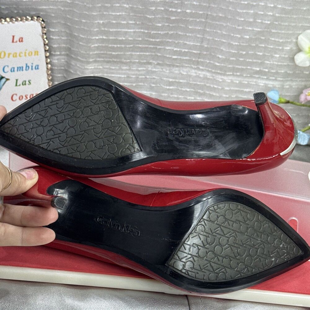 (O)Calvin Klein Red Patent Leather Gayle Women's Pump,Sz 8 M - Picture 6 of 16
